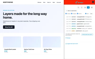 Live event log streaming Optimizely lifecycle and tracked events